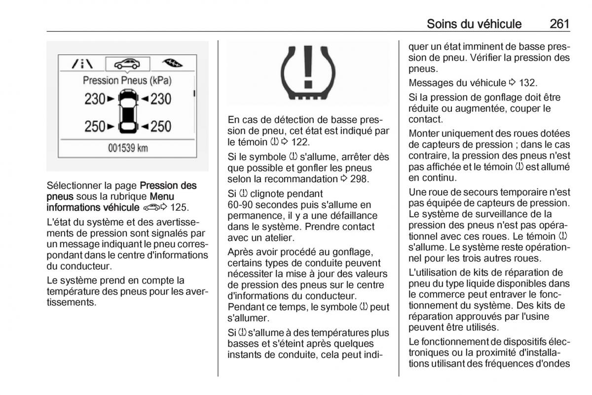 manual  Opel Zafira C FL manuel du proprietaire / page 263