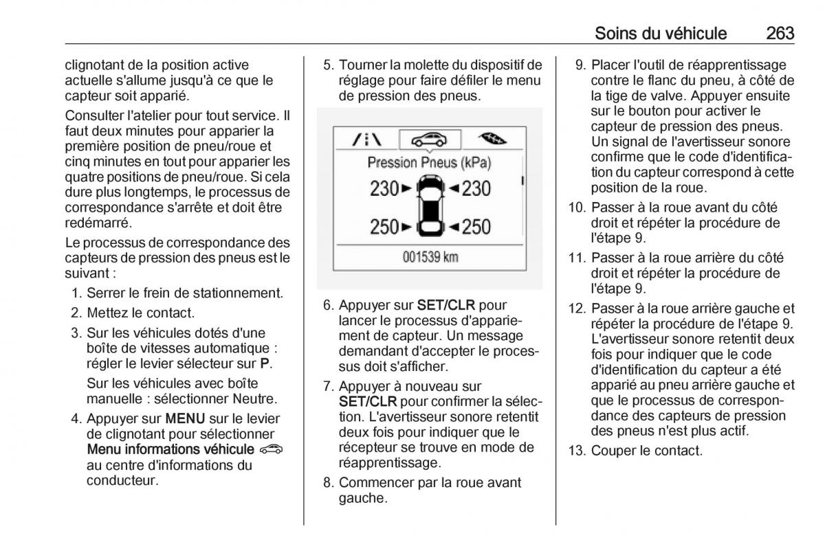 manual  Opel Zafira C FL manuel du proprietaire / page 265