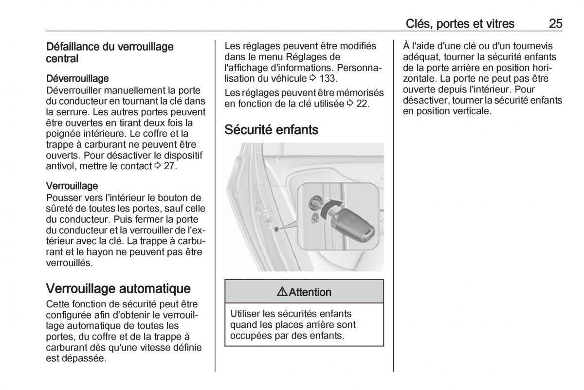 manual  Opel Zafira C FL manuel du proprietaire / page 27