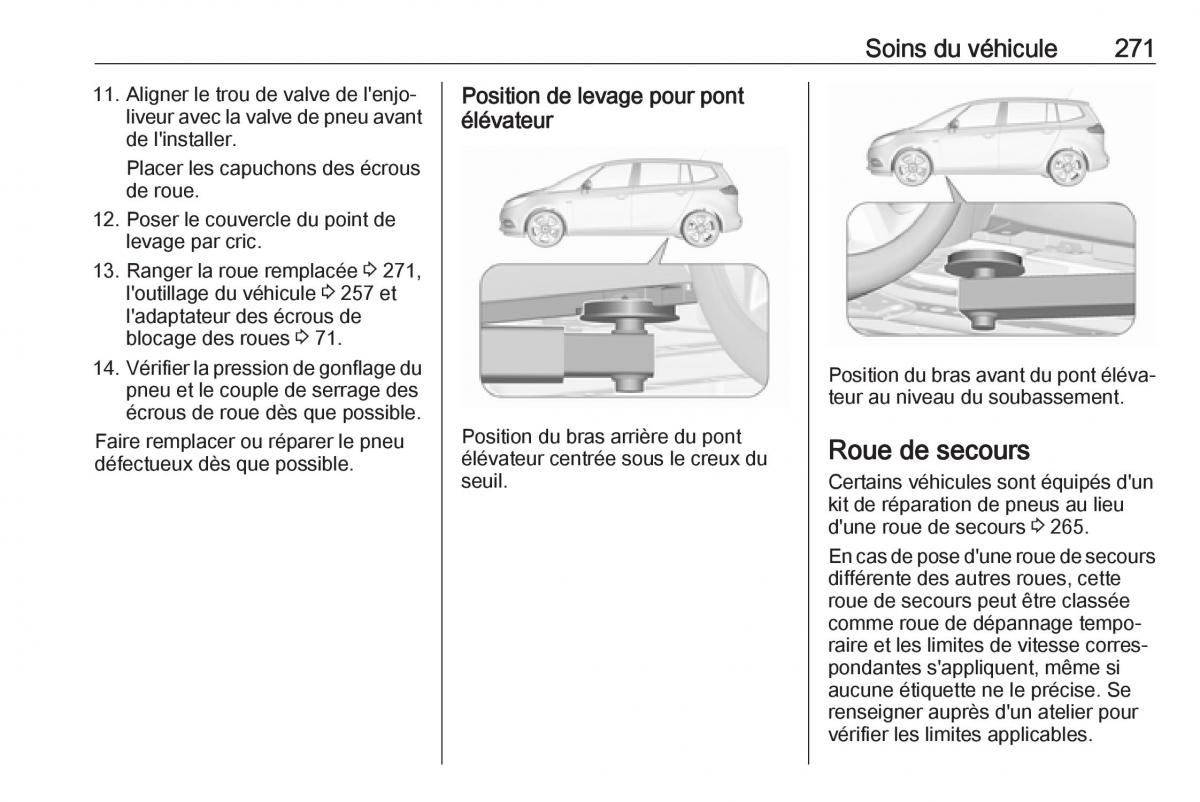 manual  Opel Zafira C FL manuel du proprietaire / page 273