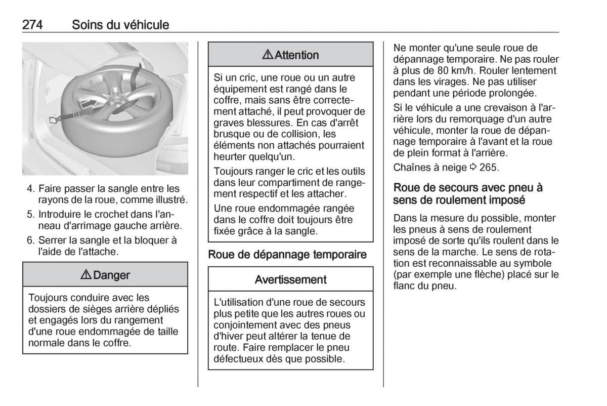 manual  Opel Zafira C FL manuel du proprietaire / page 276