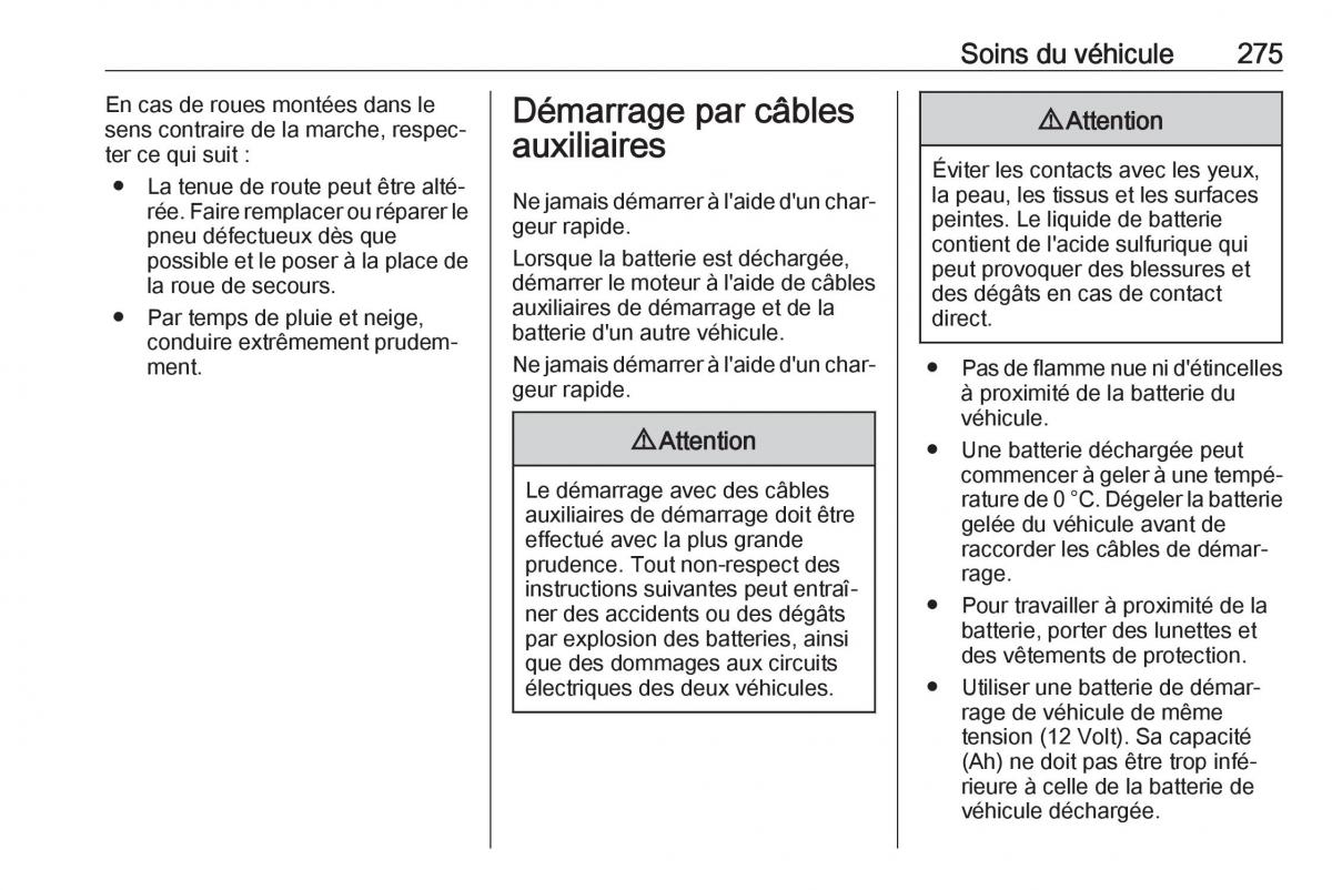 manual  Opel Zafira C FL manuel du proprietaire / page 277