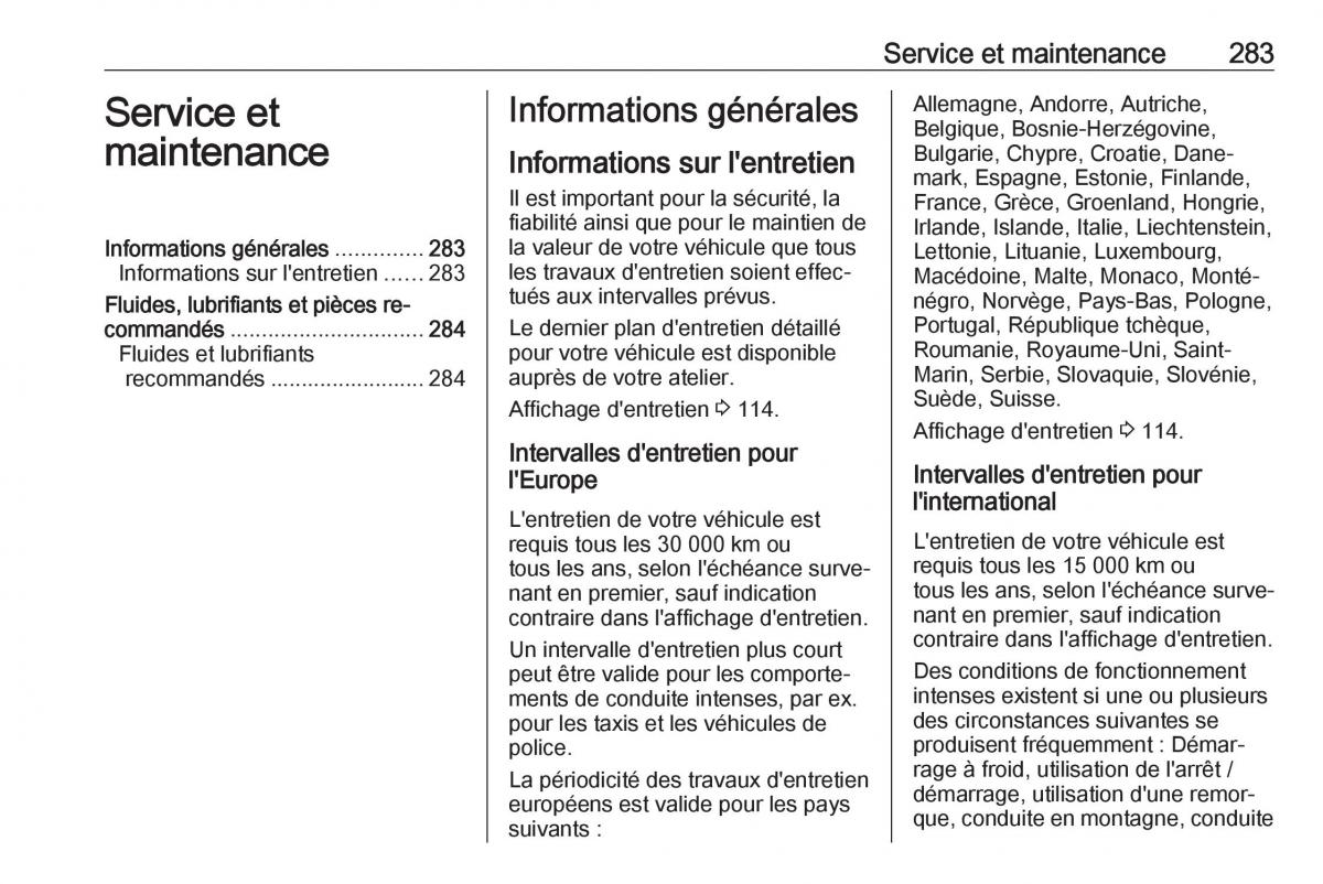 manual  Opel Zafira C FL manuel du proprietaire / page 285