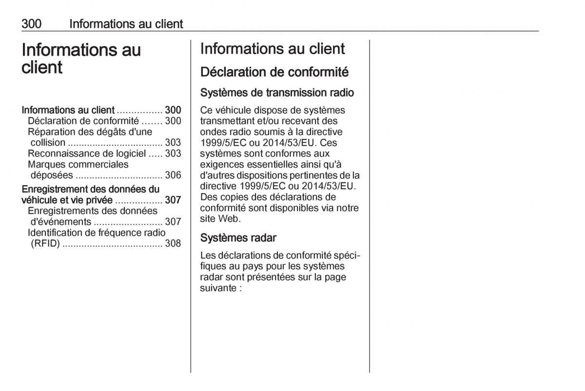 manual  Opel Zafira C FL manuel du proprietaire / page 302