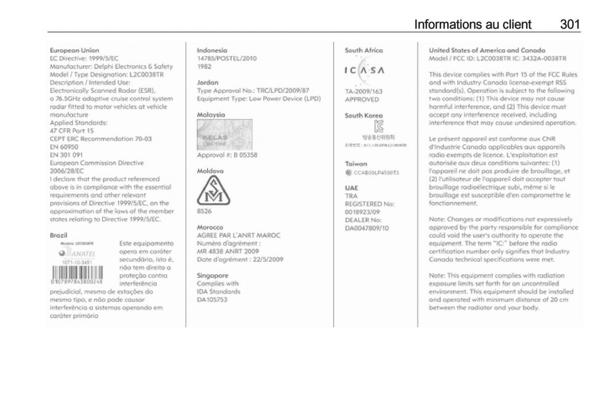 manual  Opel Zafira C FL manuel du proprietaire / page 303