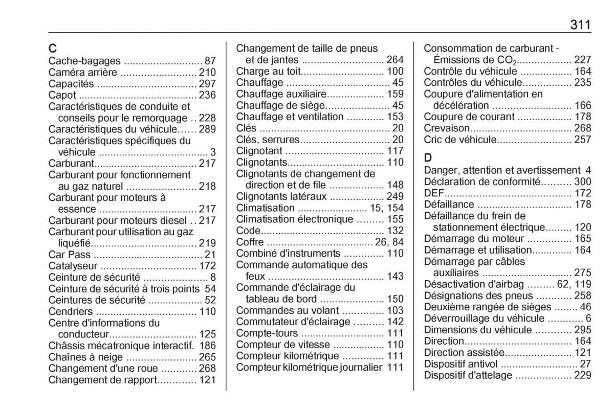 manual  Opel Zafira C FL manuel du proprietaire / page 313