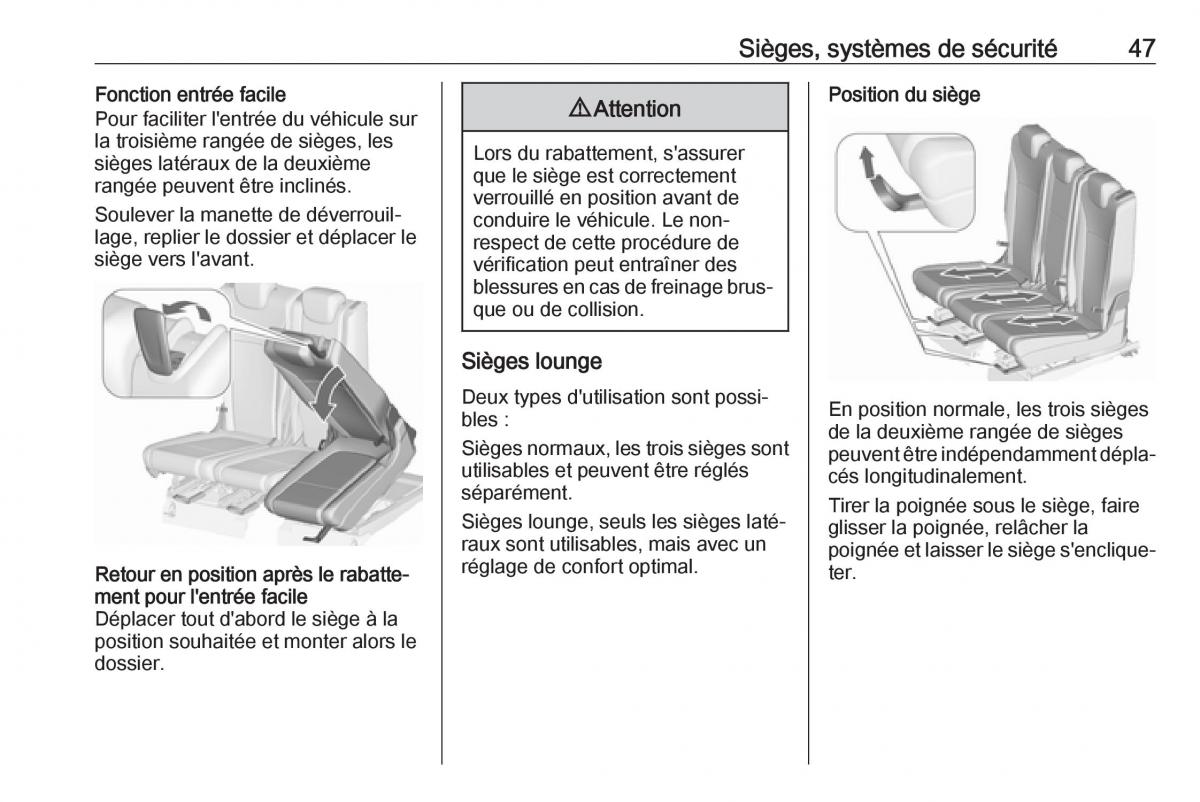 manual  Opel Zafira C FL manuel du proprietaire / page 49