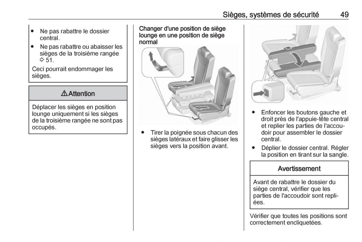 manual  Opel Zafira C FL manuel du proprietaire / page 51