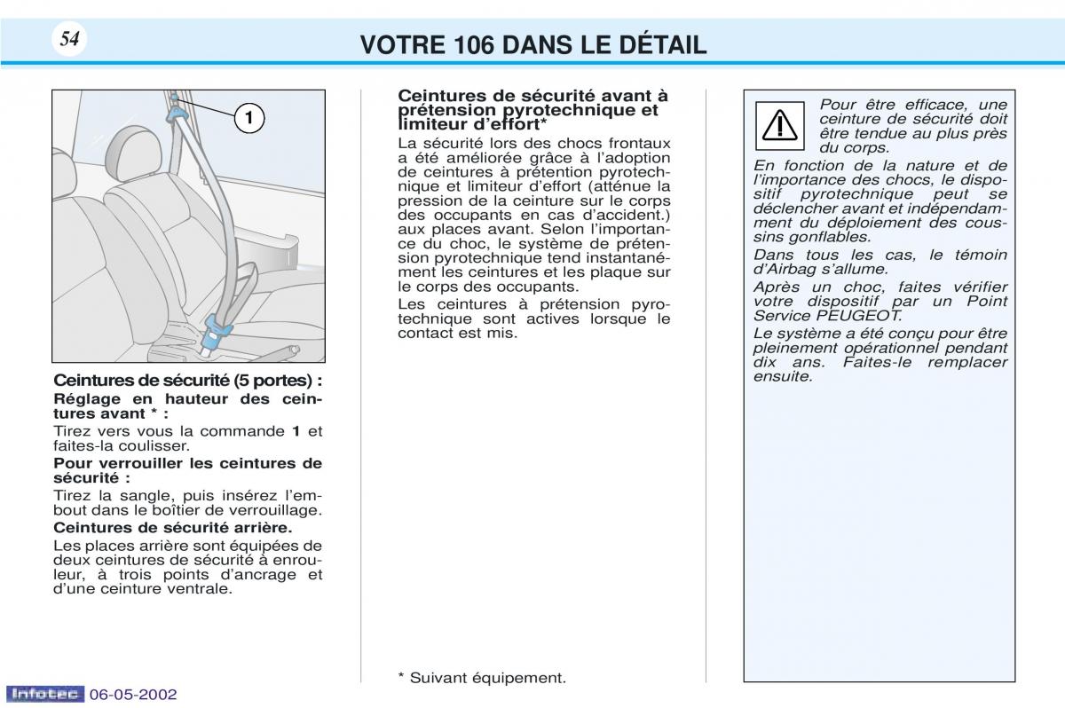 Peugeot 106 manuel du proprietaire / page 61