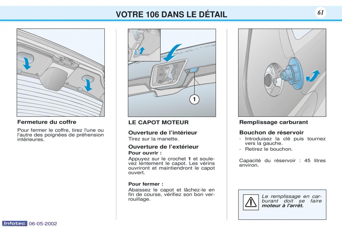 Peugeot 106 manuel du proprietaire / page 68