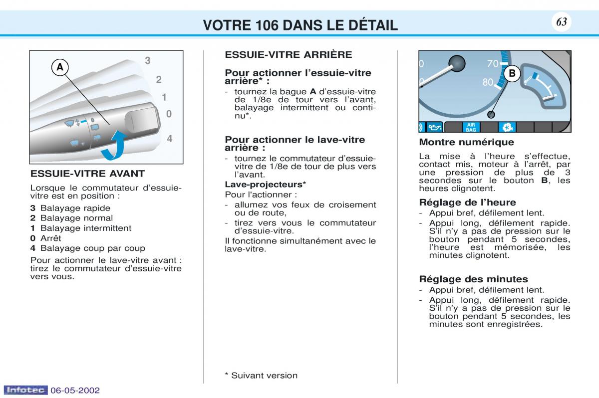 Peugeot 106 manuel du proprietaire / page 70