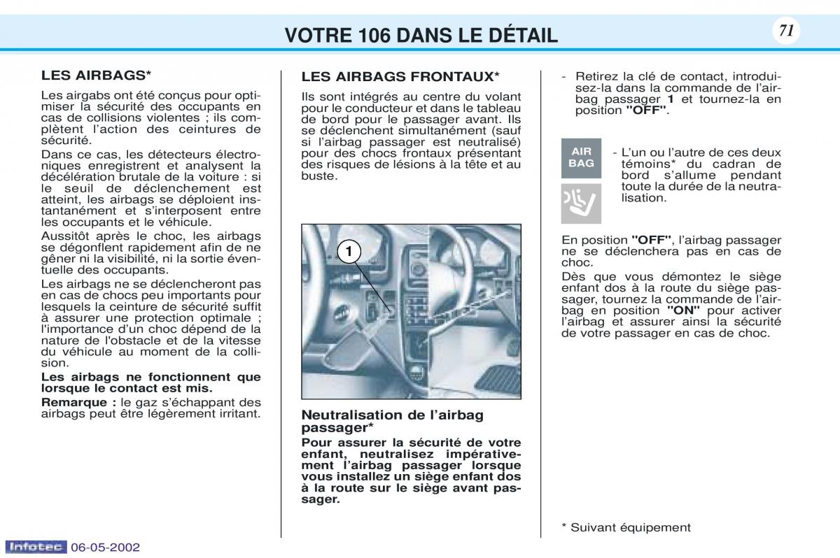 Peugeot 106 manuel du proprietaire / page 78