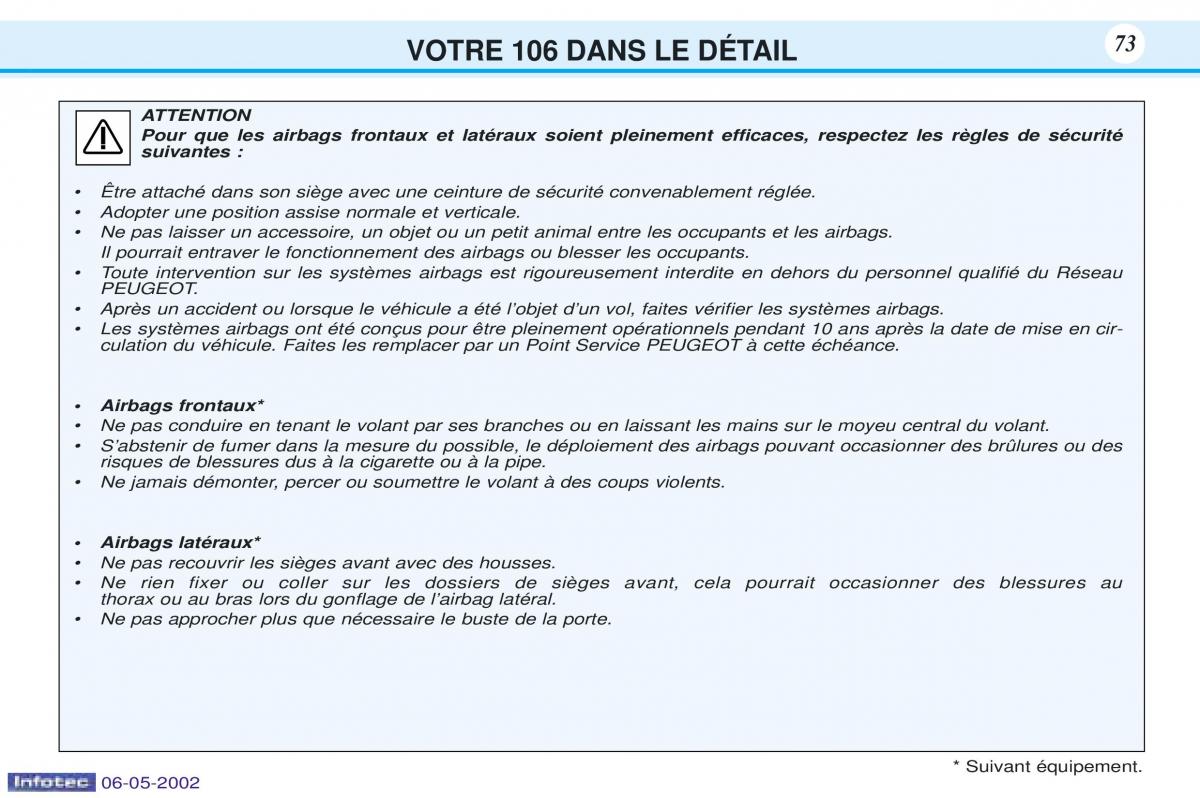 Peugeot 106 manuel du proprietaire / page 80