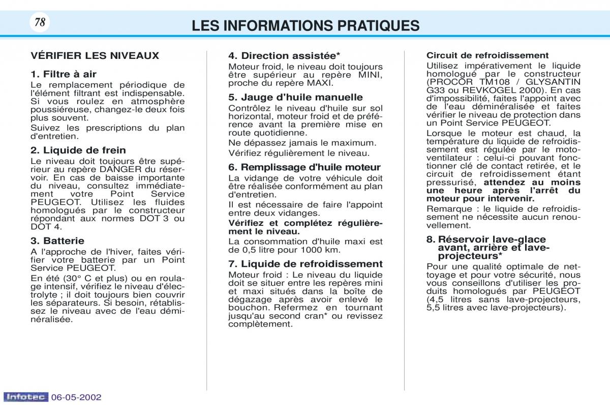 Peugeot 106 manuel du proprietaire / page 85