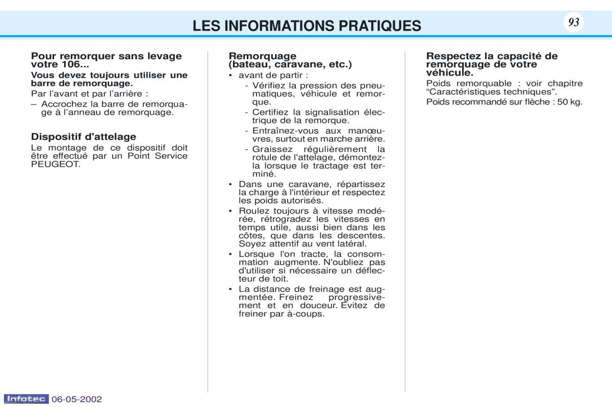 Peugeot 106 manuel du proprietaire / page 100