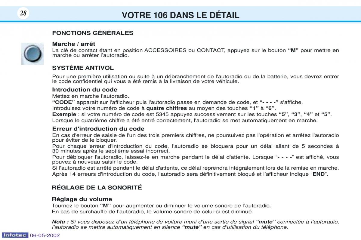 Peugeot 106 manuel du proprietaire / page 35