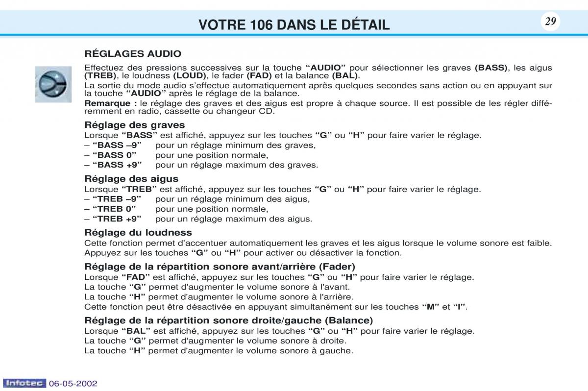 Peugeot 106 manuel du proprietaire / page 36