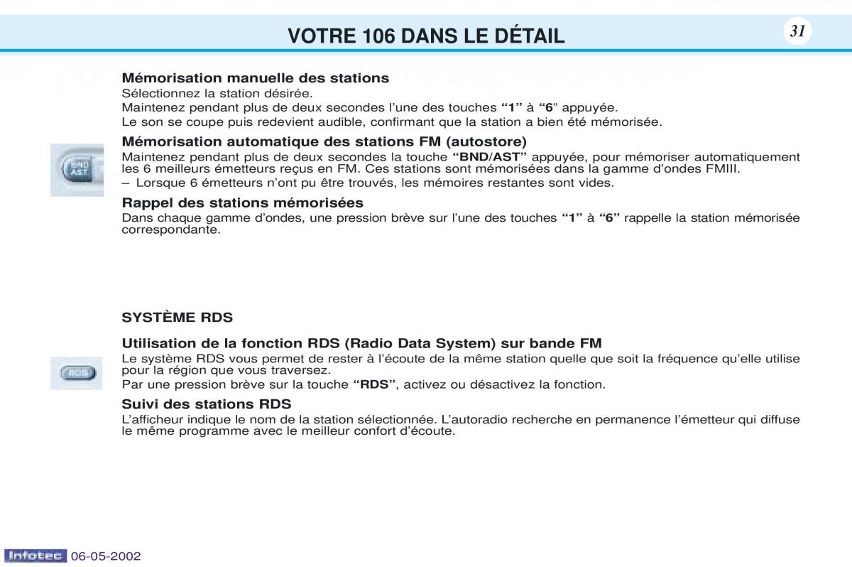 Peugeot 106 manuel du proprietaire / page 38