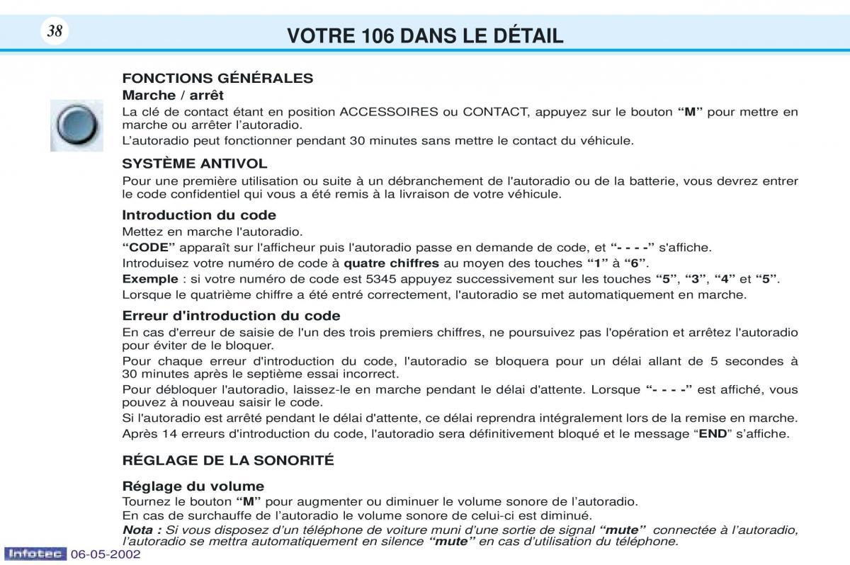 Peugeot 106 manuel du proprietaire / page 45