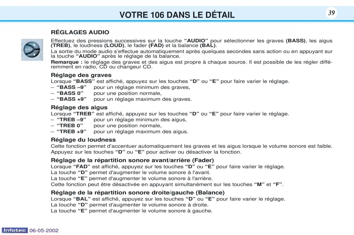 Peugeot 106 manuel du proprietaire / page 46