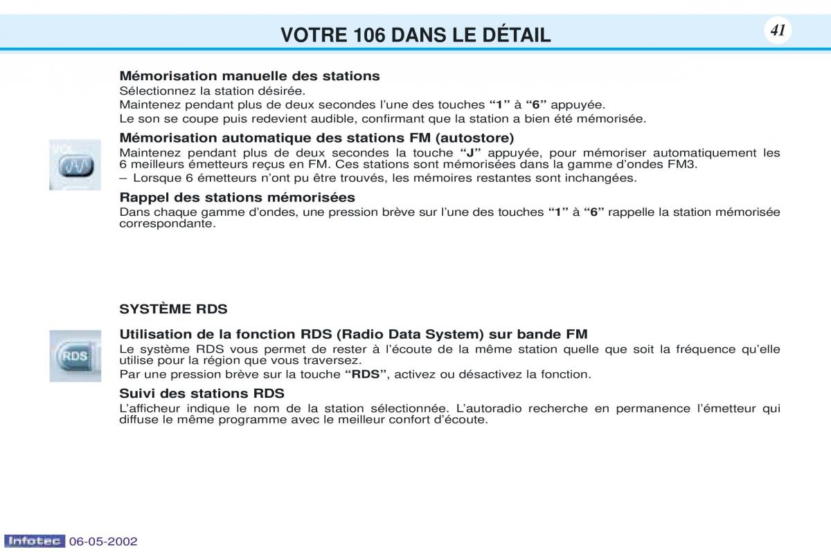 Peugeot 106 manuel du proprietaire / page 48