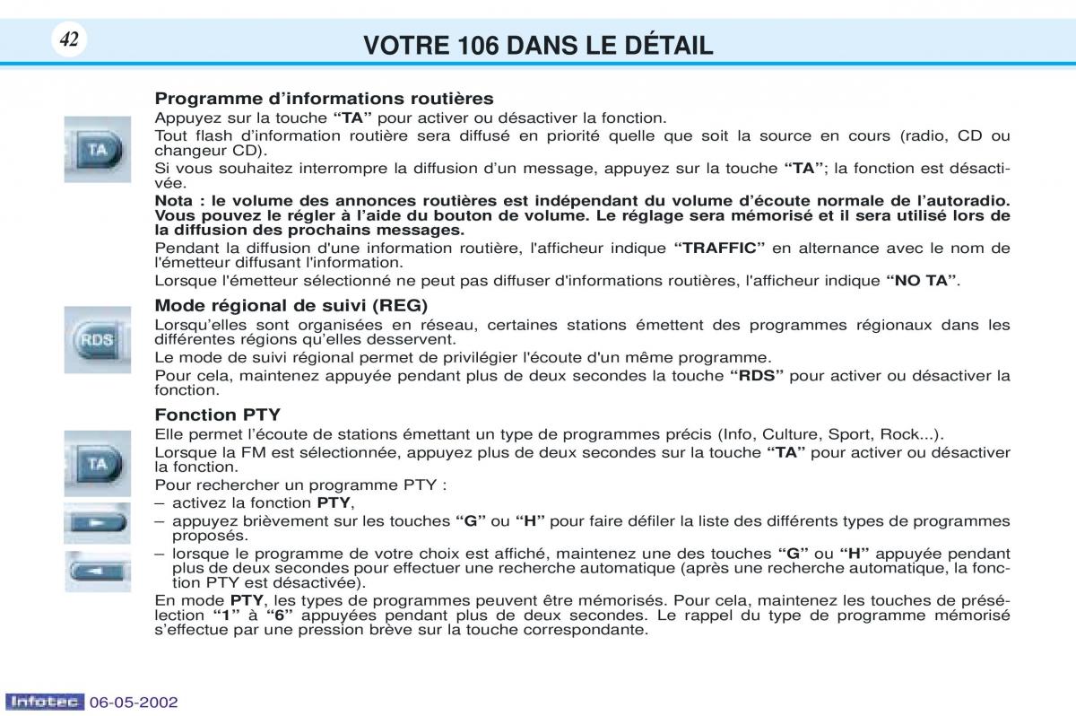 Peugeot 106 manuel du proprietaire / page 49