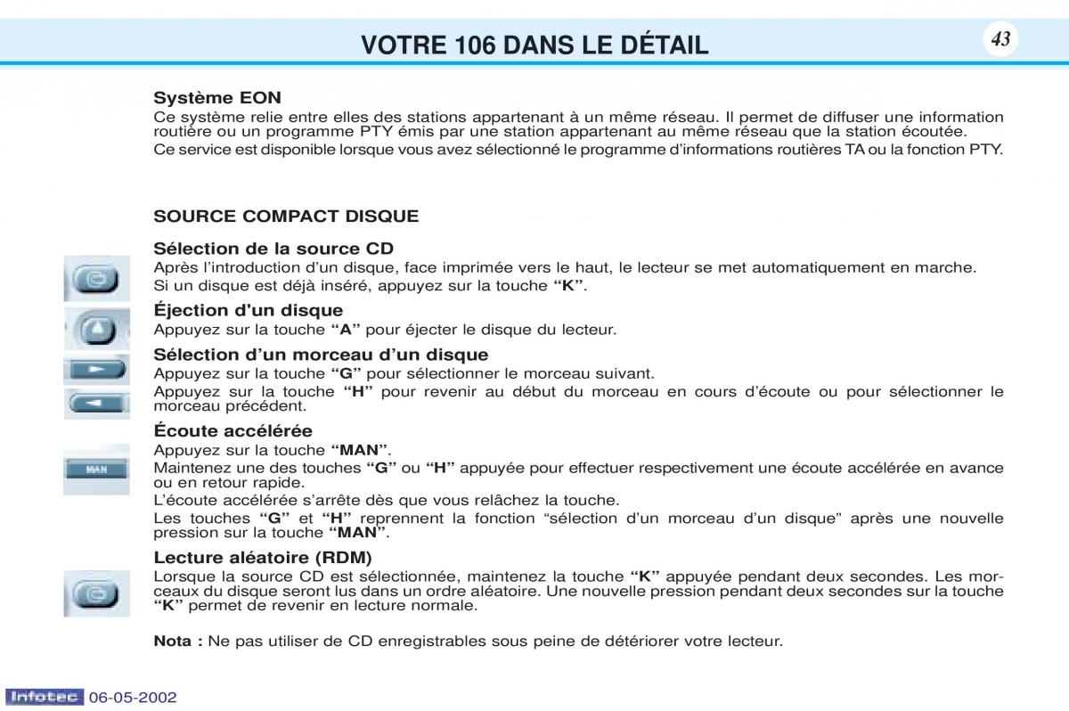 Peugeot 106 manuel du proprietaire / page 50