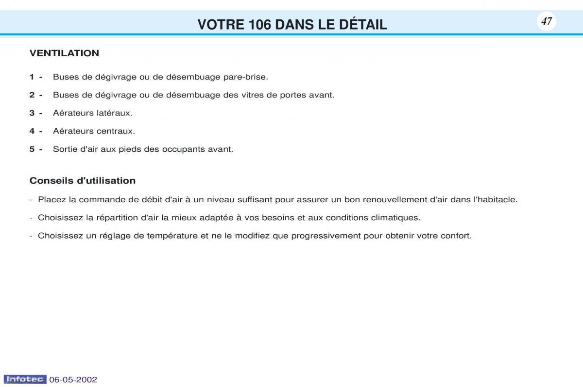 Peugeot 106 manuel du proprietaire / page 54