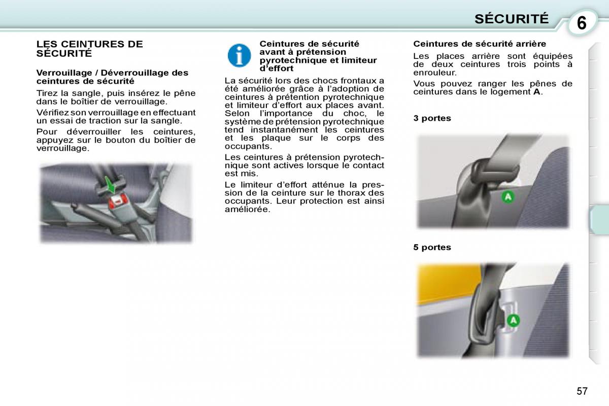 Peugeot 107 manuel du proprietaire / page 55