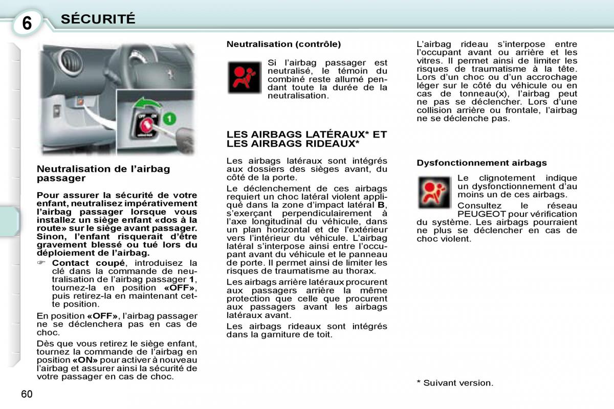 Peugeot 107 manuel du proprietaire / page 58