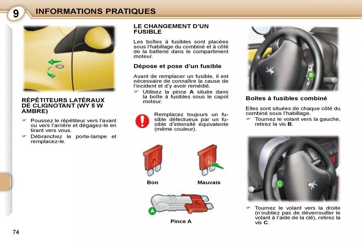 Peugeot 107 manuel du proprietaire / page 71