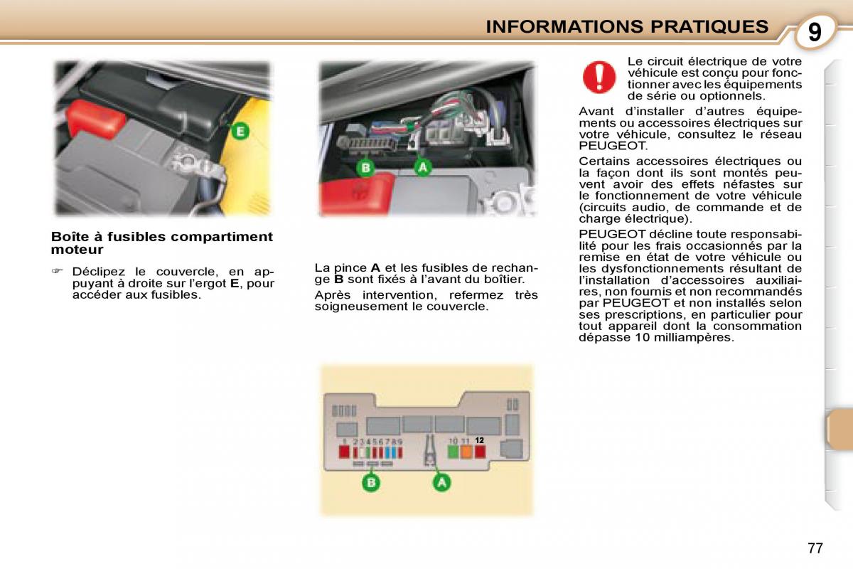 Peugeot 107 manuel du proprietaire / page 75