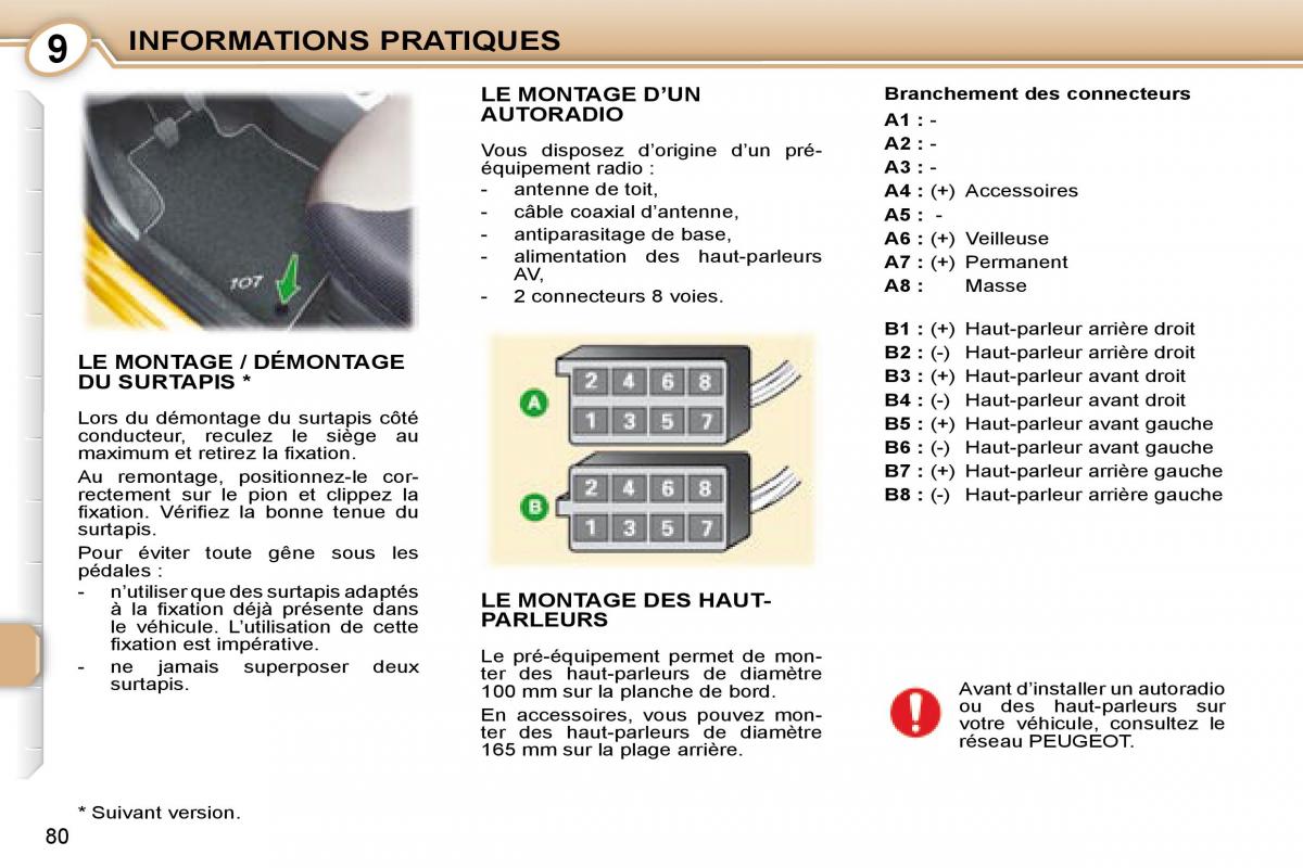 Peugeot 107 manuel du proprietaire / page 78