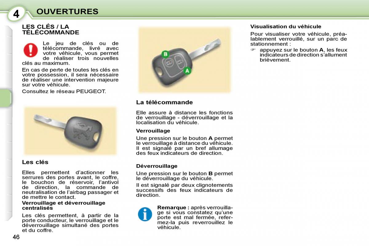 Peugeot 107 manuel du proprietaire / page 44