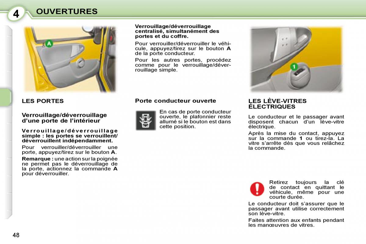 Peugeot 107 manuel du proprietaire / page 46