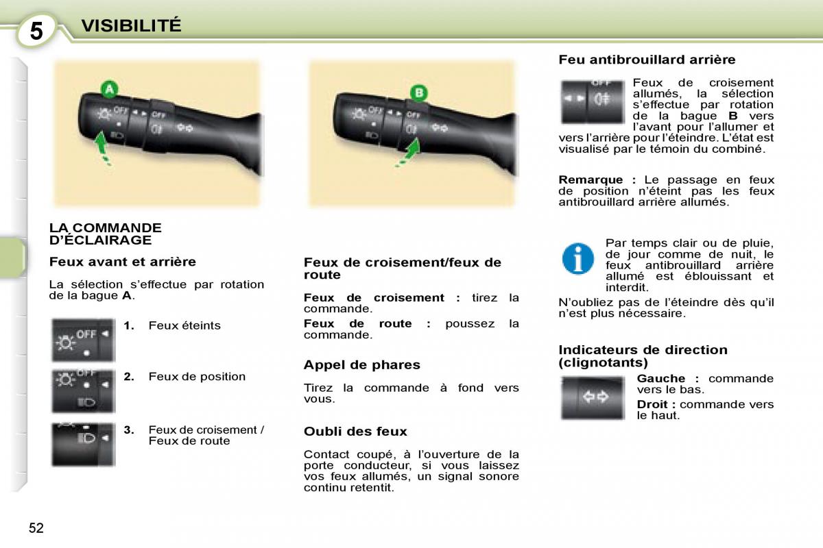 Peugeot 107 manuel du proprietaire / page 50