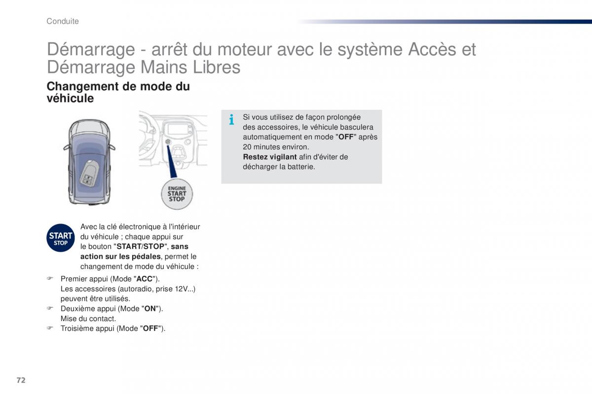 Peugeot 108 manuel du proprietaire / page 74