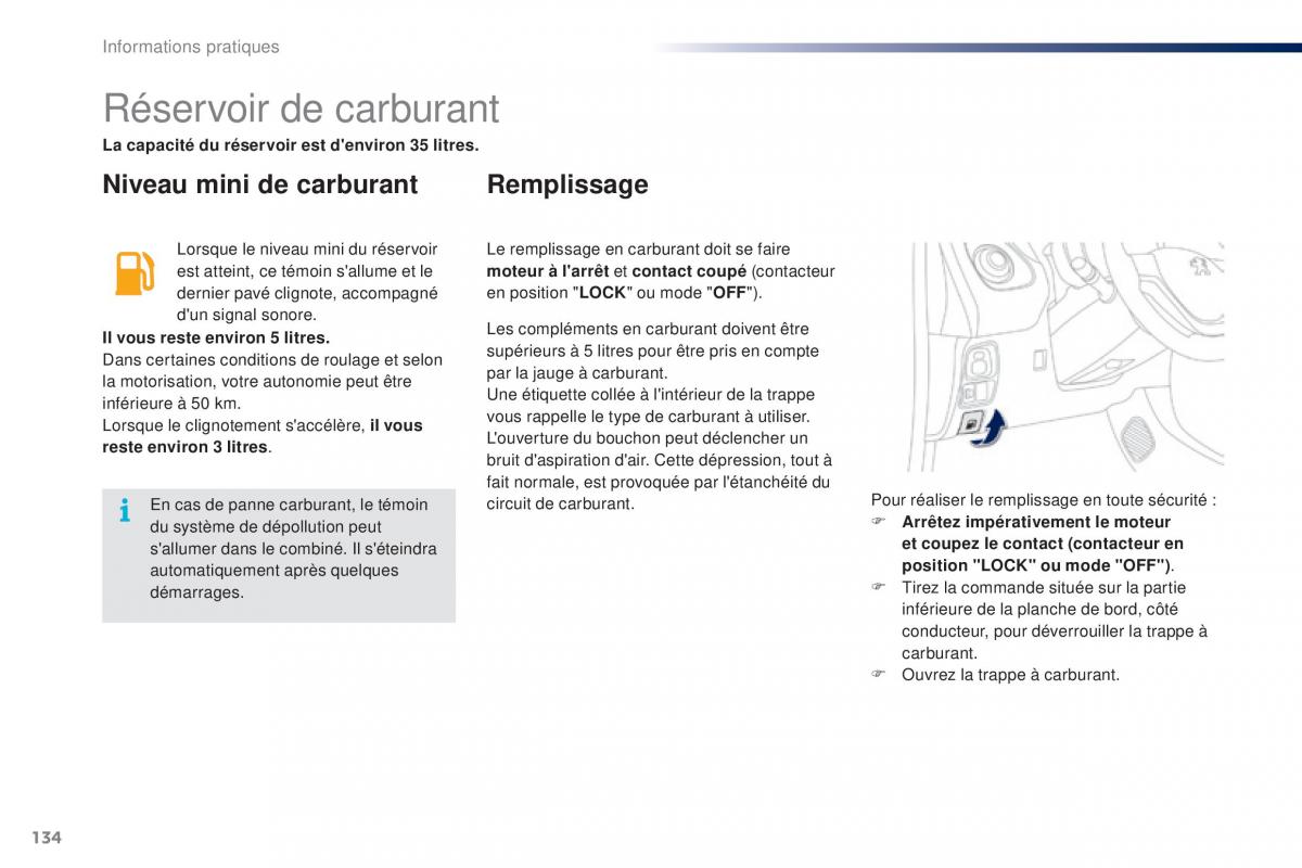 Peugeot 108 manuel du proprietaire / page 136