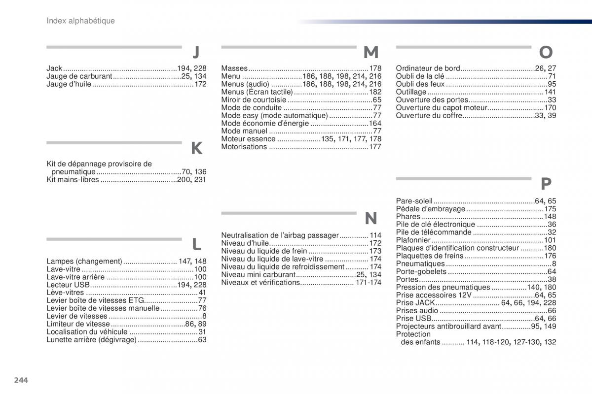 Peugeot 108 manuel du proprietaire / page 246