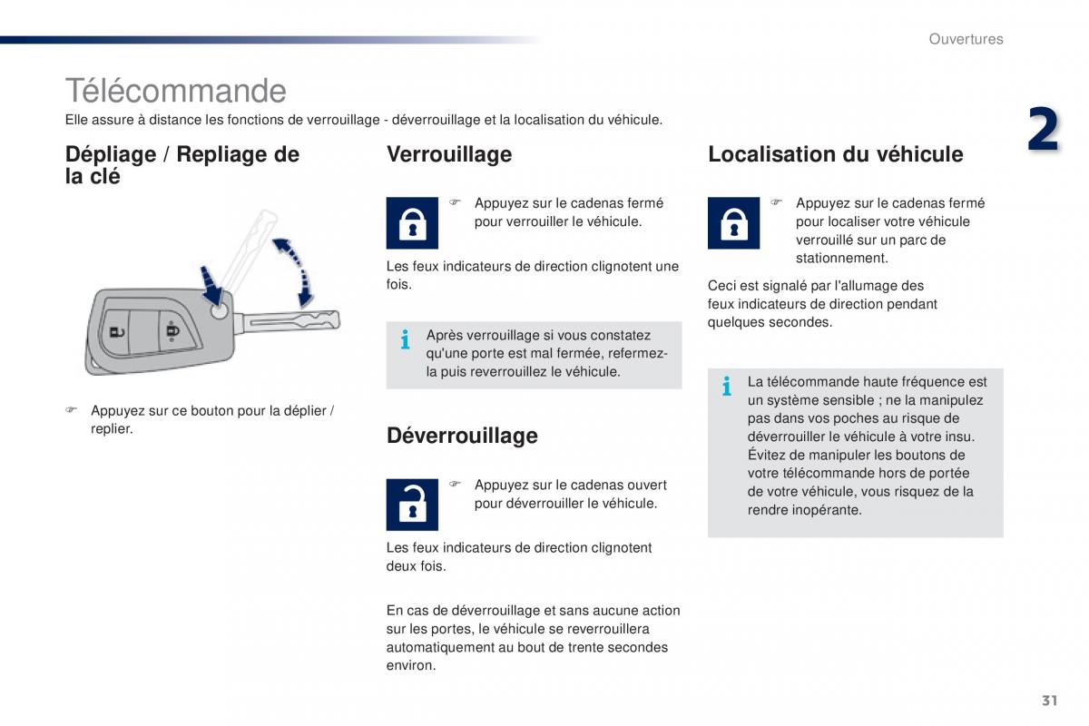 Peugeot 108 manuel du proprietaire / page 33