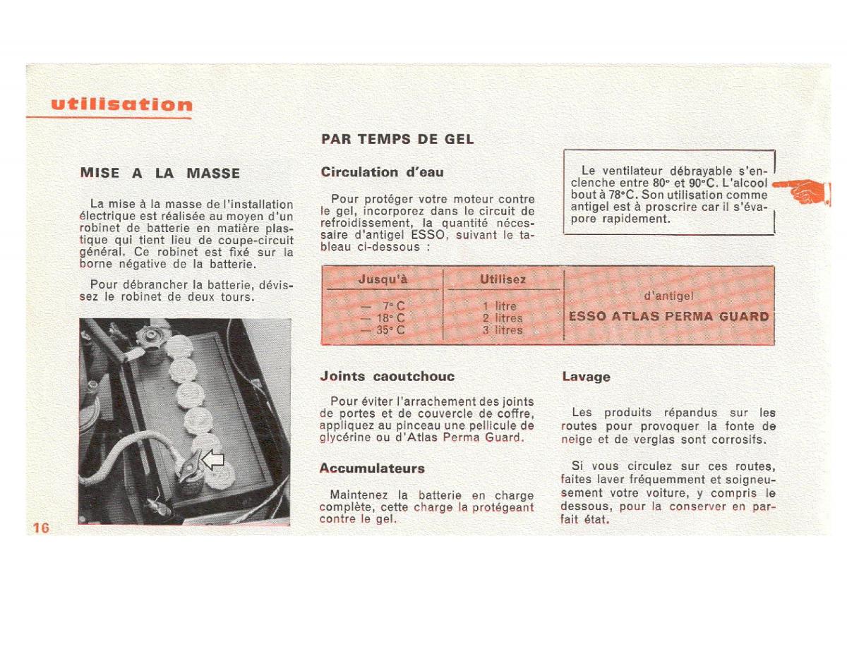 Peugeot 204 manuel du proprietaire / page 16