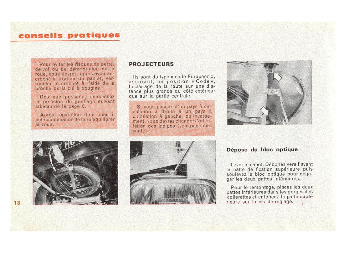 Peugeot 204 manuel du proprietaire / page 18