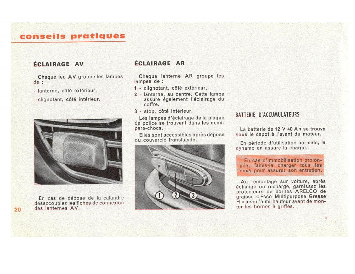 Peugeot 204 manuel du proprietaire / page 20