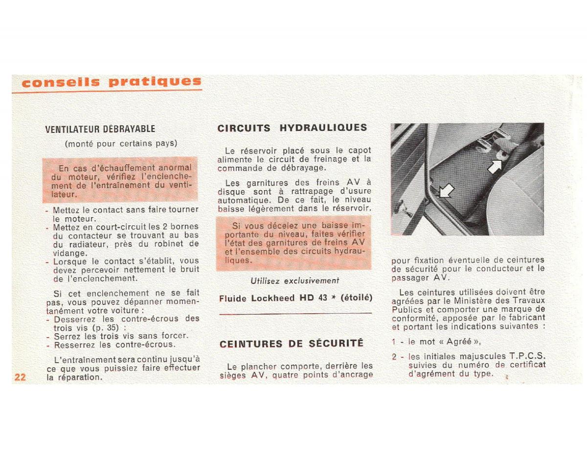 Peugeot 204 manuel du proprietaire / page 22