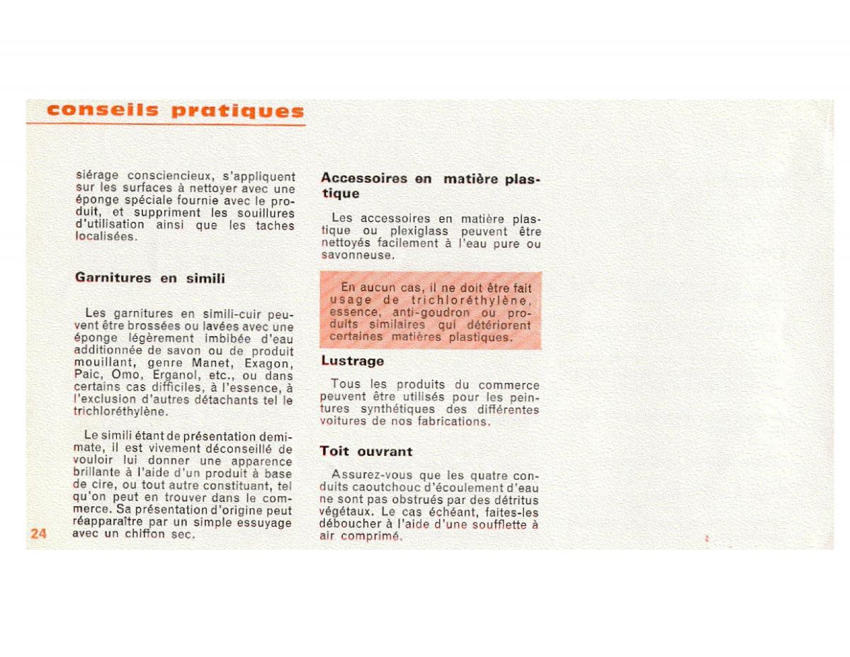 Peugeot 204 manuel du proprietaire / page 24