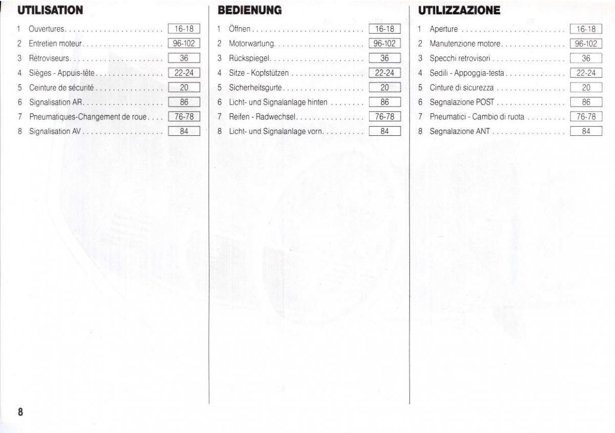 Peugeot 205 manuel du proprietaire / page 9