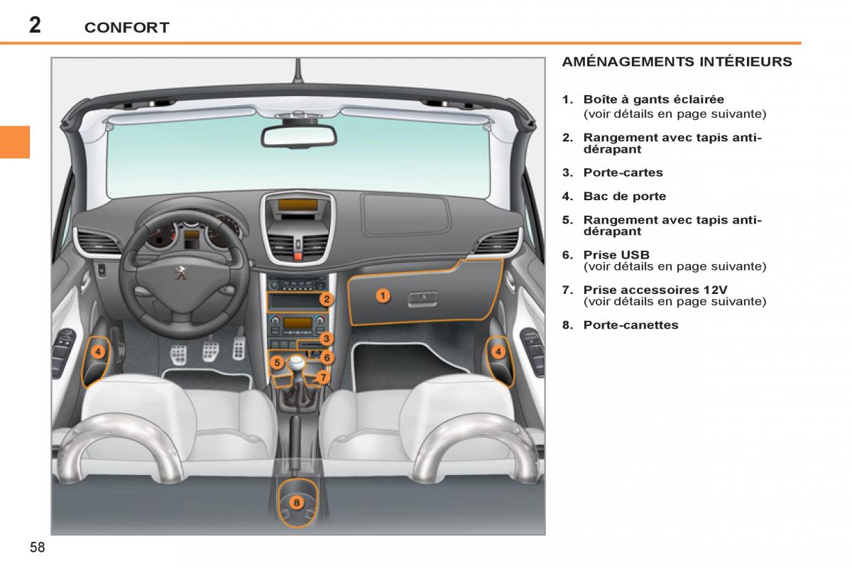 Peugeot 207 CC manuel du proprietaire / page 60