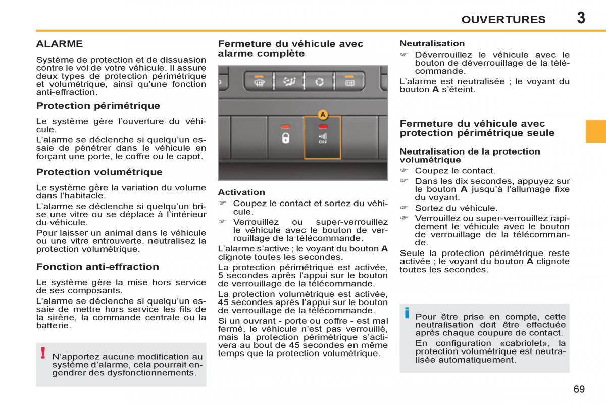 Peugeot 207 CC manuel du proprietaire / page 71