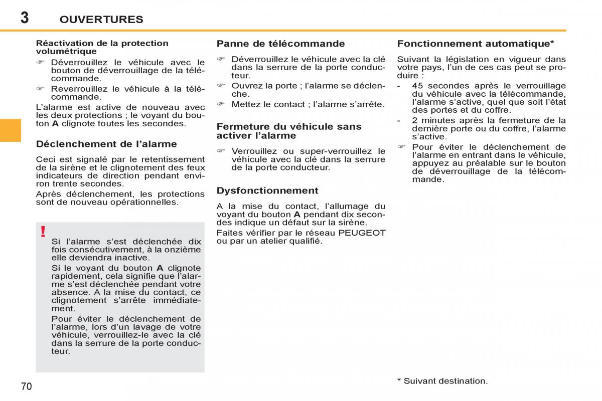 Peugeot 207 CC manuel du proprietaire / page 72