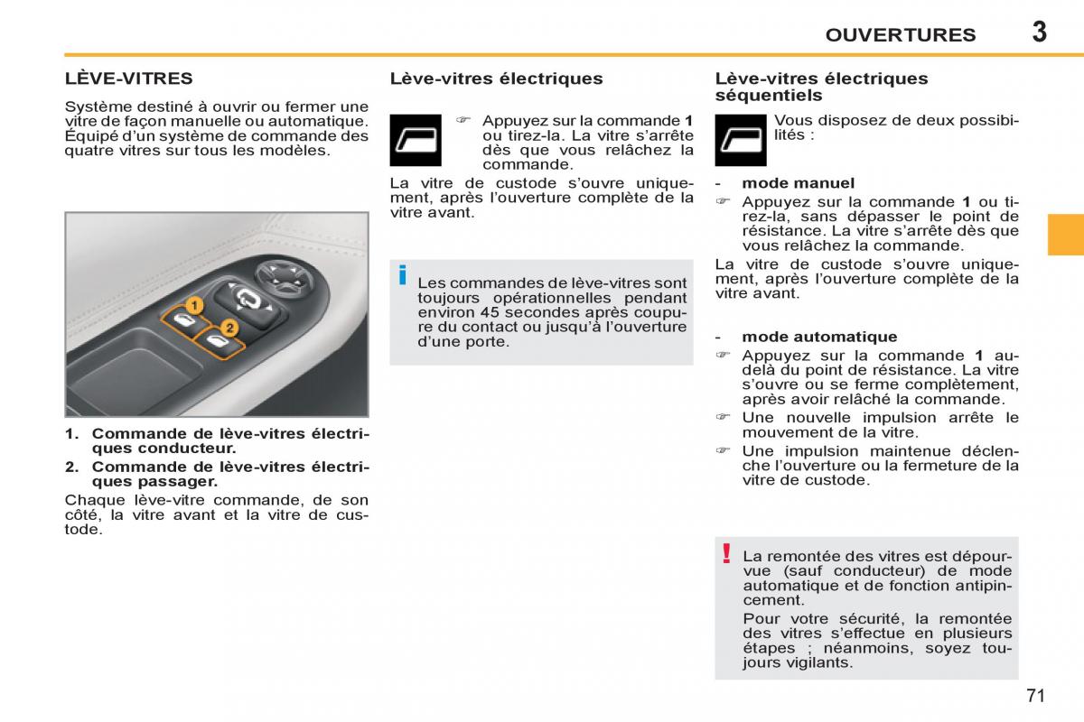 Peugeot 207 CC manuel du proprietaire / page 73